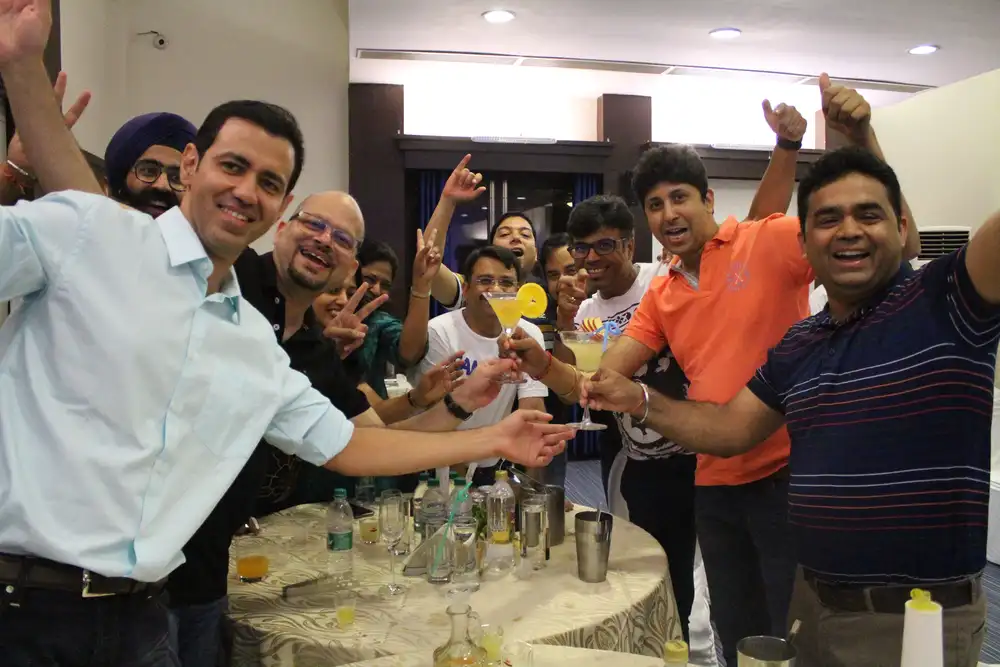 Team at a culinary team building activity