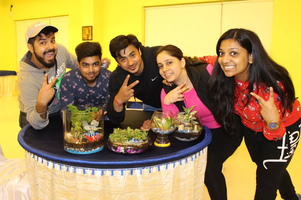 Team doing a terrarium activity